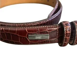 Polo Ralph Lauren brown leather belt 42/105 Polo Ralph Lauren Mens Faux Alligator Brown Italian Leather  main image 2